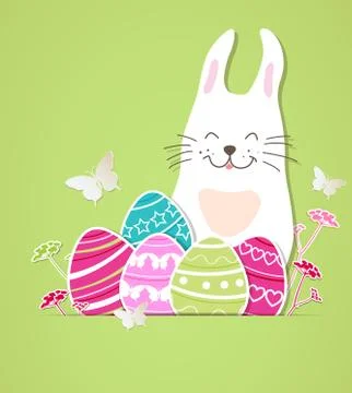 Easter rabbit and eggs Stock Illustration