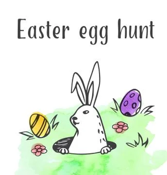 Easter rabbit and eggs Stock Illustration