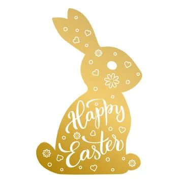 Easter rabbit,  and original hand lettering Happy Easter. 스톡 일러스트