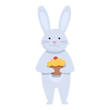 Easter rabbit with bakery icon cartoon vector. Cute bunny Stock Illustration
