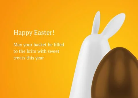 Easter rabbit bauble chocolate egg traditional holiday treat 3d greeting card Stock Illustration