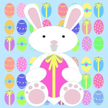 The Easter Rabbit with a big decorated egg Stock Illustration