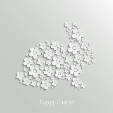 Easter Rabbit Bunny made of White Flowers Stock Illustration