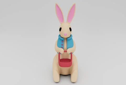 Easter rabbit bunny minimal 3d rendering on white background Stock Illustration