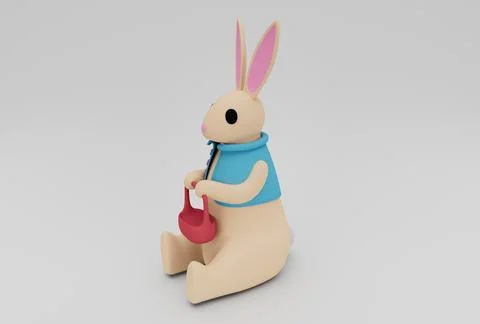 Easter rabbit bunny minimal 3d rendering on white background Stock Illustration