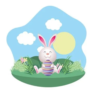 Easter rabbit cartoon Stock Illustration