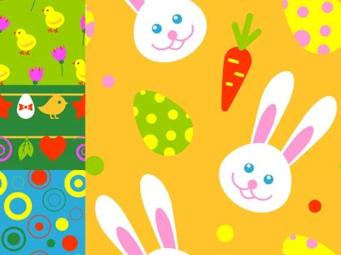 Easter rabbit character bunny seamless pattern background vector cute happy 스톡 일러스트
