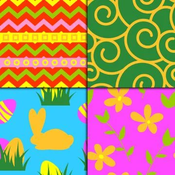 Easter rabbit character bunny seamless pattern background vector cute happy Stock Illustration