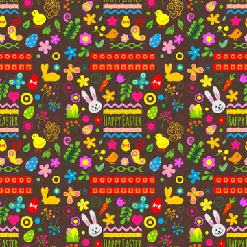 Easter rabbit character bunny seamless pattern background vector cute happy イラスト素材