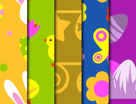 Easter rabbit character bunny seamless pattern background vector cute happy Illustrazione stock