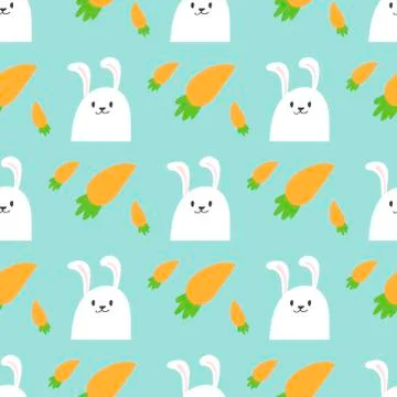 Easter rabbit character bunny seamless pattern background vector cute happy Illustrazione stock