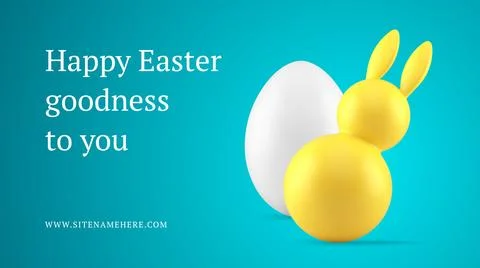 Easter rabbit with chicken egg spring religious greeting banner template desi Stock Illustration