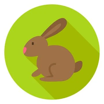 Easter Rabbit Circle Icon with long Shadow Stock Illustration