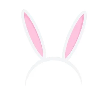 Easter rabbit ears headband  icon  isolated on white background. Flat carto.. Stock Illustration