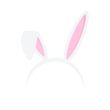 Easter rabbit ears headband  icon  isolated on white background. Flat carto.. Illustrazione stock