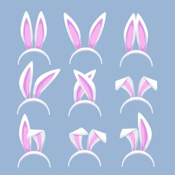 Easter Rabbit ears headband set. Bunny ears mask. Kid headband. Stock-Illustration