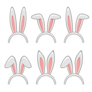 Easter Rabbit Ears Masks Set. Vector 库存插图