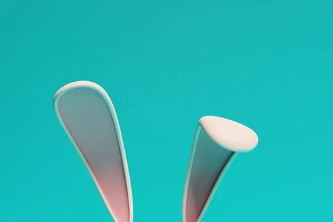 Easter. Rabbit ears on a turquoise background. 3d rendering Illustrazione stock