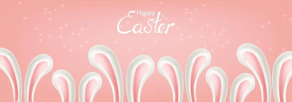 Easter rabbit ears Vector poster. Holiday card. pink backgrounds Stock Illustration