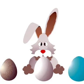 Easter Rabbit, Easter Bunny on white background – Digital Illustration Stock Illustration