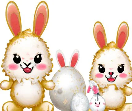 Easter Rabbit, Easter Bunny on white background – Digital Illustration Stock Illustration