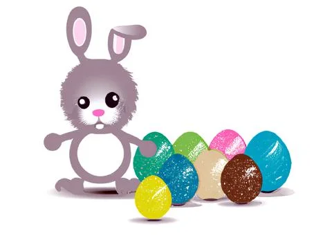 Easter Rabbit, Easter Bunny on white background – Digital Illustration Illustrazione stock