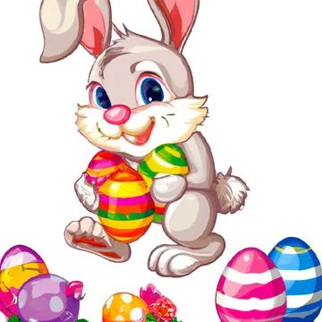 Easter Rabbit, Easter Bunny on white background – Digital Illustration Stock Illustration