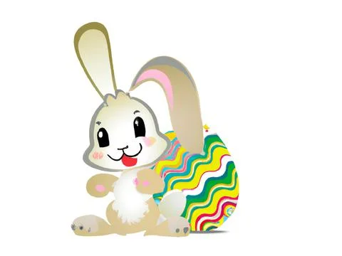 Easter Rabbit, Easter Bunny on white background – Digital Illustration Stock Illustration