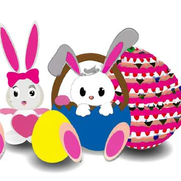 Easter Rabbit, Easter Bunny on white background – Digital Illustration Stock Illustration