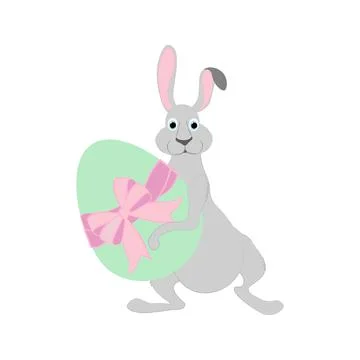 Easter rabbit with egg cute animal vector illustration 库存插图