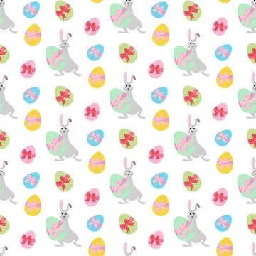 Easter rabbit with egg cute animal seamless pattern Stock Illustration