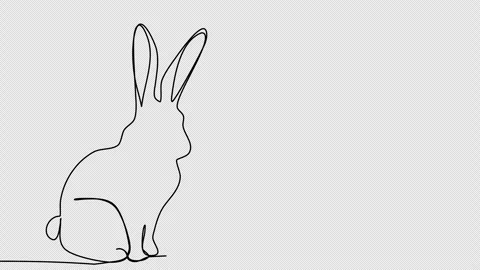 Easter rabbit with egg, one line drawing animation. Video clip with alpha channe Video stock 264116442