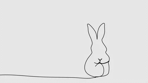 Easter rabbit with egg, one line drawing animation. Video clip with alpha channe Stock Footage 264117783