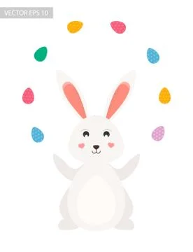 Easter rabbit with eggs, vector illustration. 스톡 일러스트