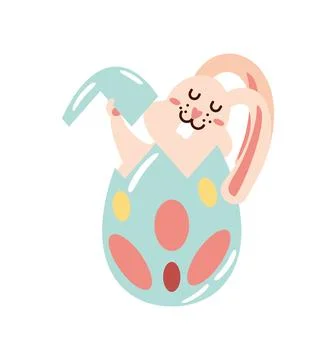 Easter rabbit on eggshell Stock Illustration