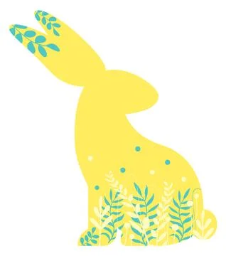 Easter rabbit in grass icon. Standing bunny sticker. Happy Easter illustrat.. Stock Illustration