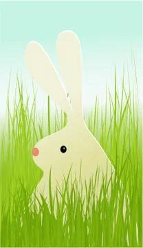 Easter rabbit in grass Stock Illustration