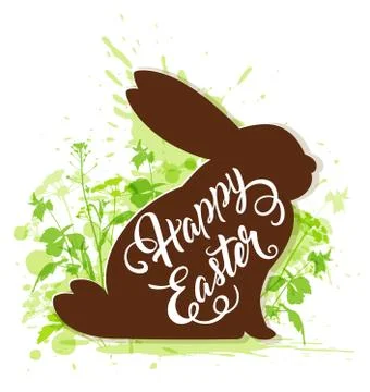 Easter rabbit on a green background Stock Illustration