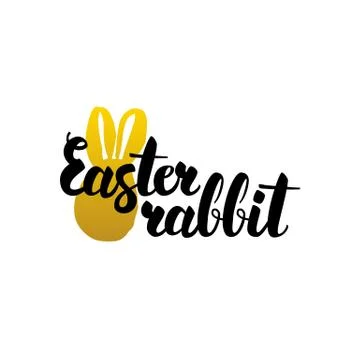 Easter Rabbit Handwritten Calligraphy Illustrazione stock