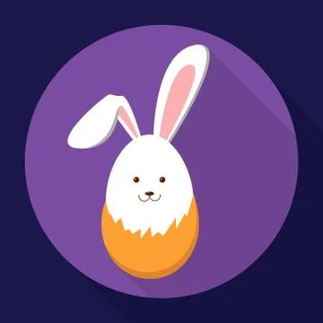 Easter rabbit holding an egg. Flat illustration Stock Illustration