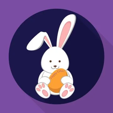 Easter rabbit holding an egg. Flat illustration Stock Illustration