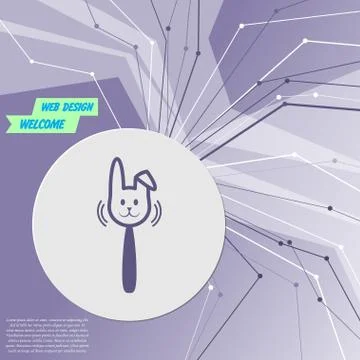Easter rabbit icon on purple abstract modern background. The lines in all dir Stock Illustration