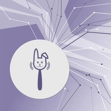 Easter rabbit icon on purple abstract modern background. The lines in all dir Stock Illustration