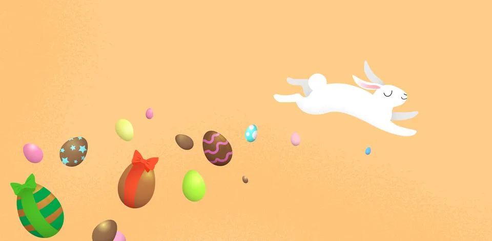 Easter rabbit jumping with eggs Stock Illustration