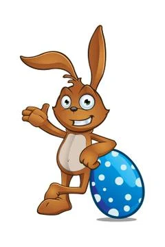 Easter Rabbit Leaning On Large Easter Egg Stock Illustration