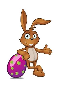 Easter Rabbit Leaning On Large Easter Egg Illustrazione stock