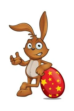 Easter Rabbit Leaning On Large Easter Egg Illustrazione stock