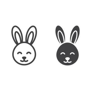 Easter rabbit line and glyph icon Illustrazione stock