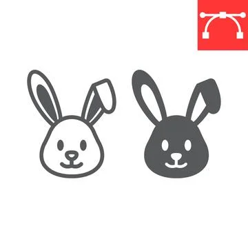 Easter rabbit line and glyph icon, funny and holiday, easter bunny vector icon Stockillustratie