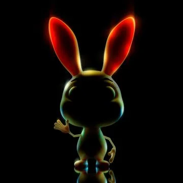 Easter Rabbit in Neon Backlight. 3d Rendering Stock Illustration